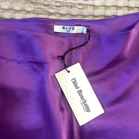 NA-KD Purple Silky Mini Skirt - Picture 5 of 7